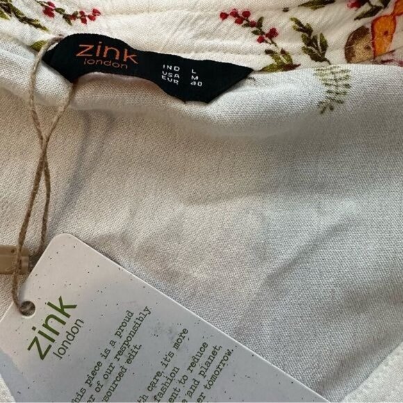 Zink London White Floral Printed Kimono Top & Printed Parallel Trouser Set Sz L - Picture 5 of 12